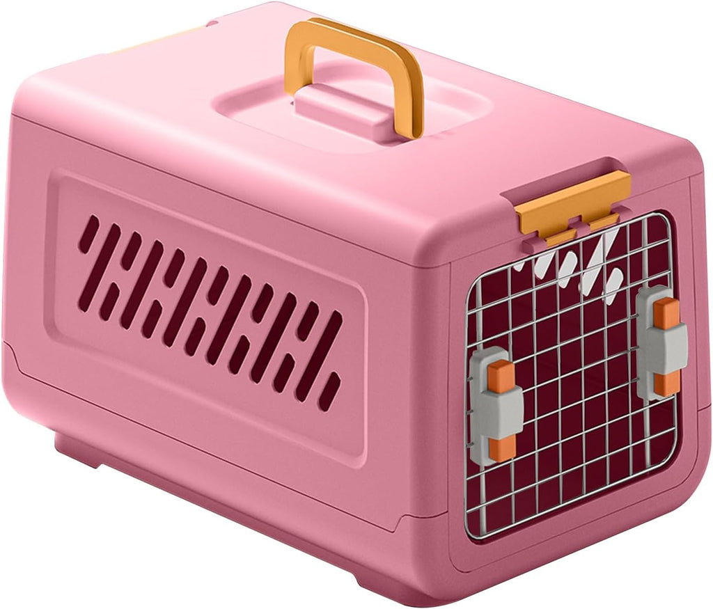 Airline Approved Hard Pet Carrier for Cats & Small Dogs – 20" Travel Crate with Metal Front Door, Top Handle, Secure Loc