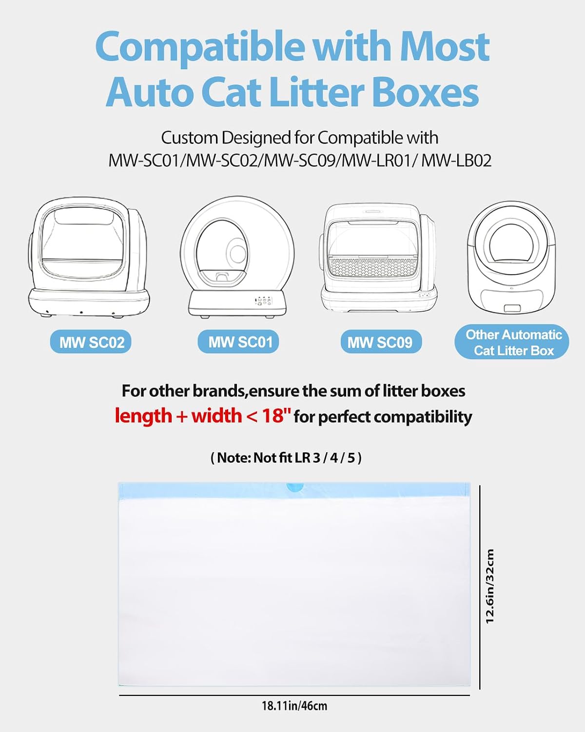 120 Count Drawstring Cat Litter Bags Compatible with MW-SC01/SC02/SC09/LR01