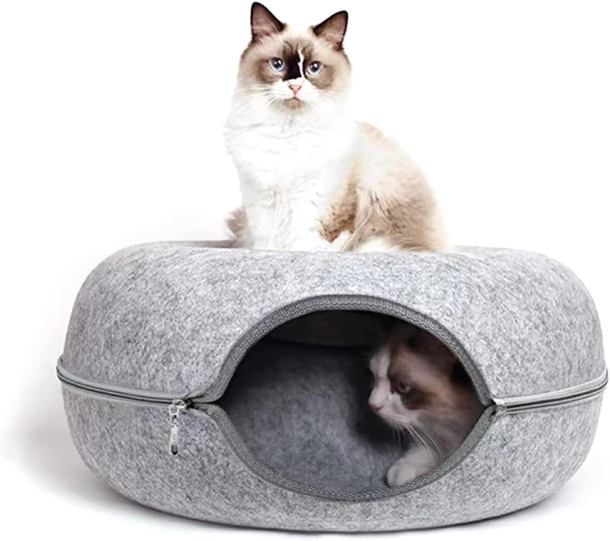 Felt Tunnel, Round Scratcher Cloth Toy, Tunnel for Cats, Thicken Bed 2in1 Tube House Rabbits Kitten Playing Hiding Detac