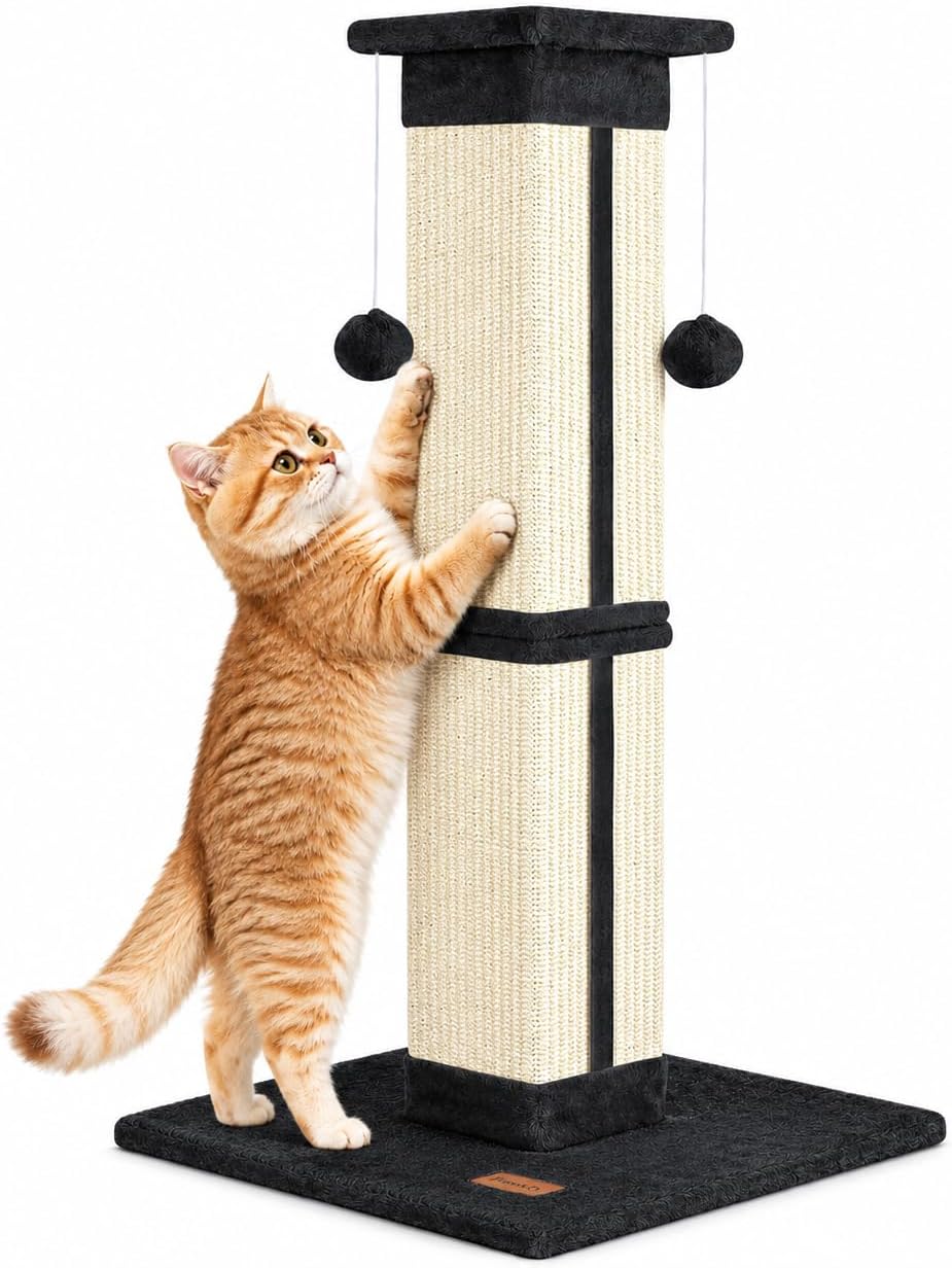 Cat Scratching Post 33 Inch for Indoor Cats, Grey