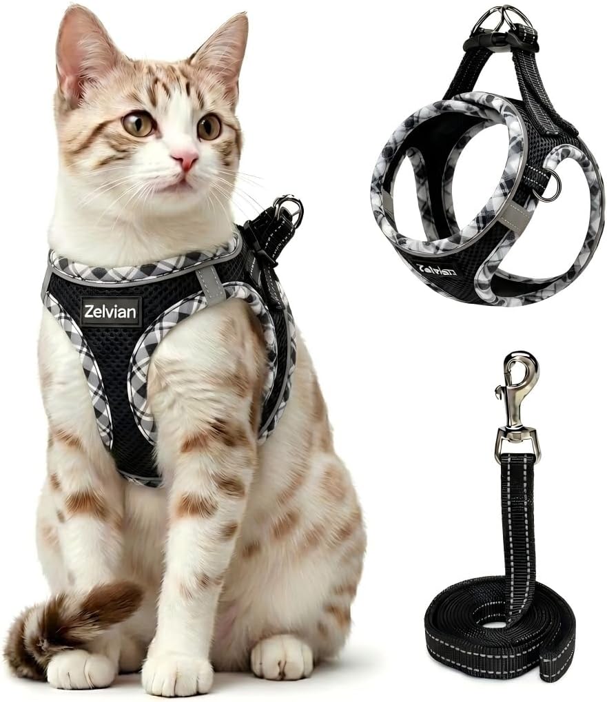 Escape Proof Cat Harness and Leash, Adjustable Vest, Pink, M