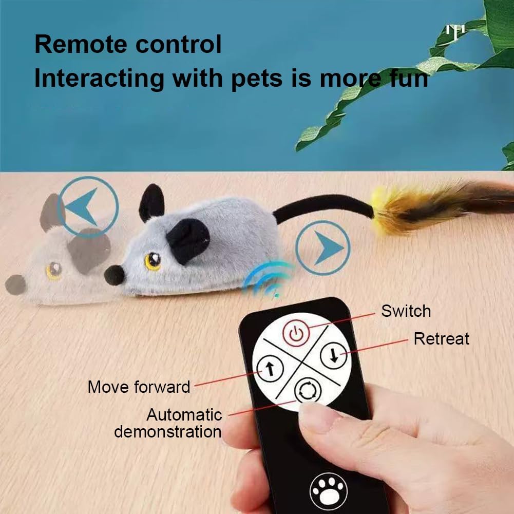 Interactive Mouse Moving Toy Rechargeable Remote Control Toy(gray)