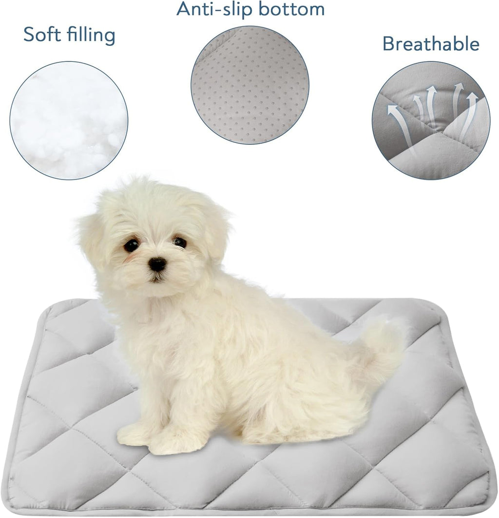 Dog Crate Pad 2 Pack (30" x 19"), Dog Crate Mat with Anti-Slip Bottom, Grey