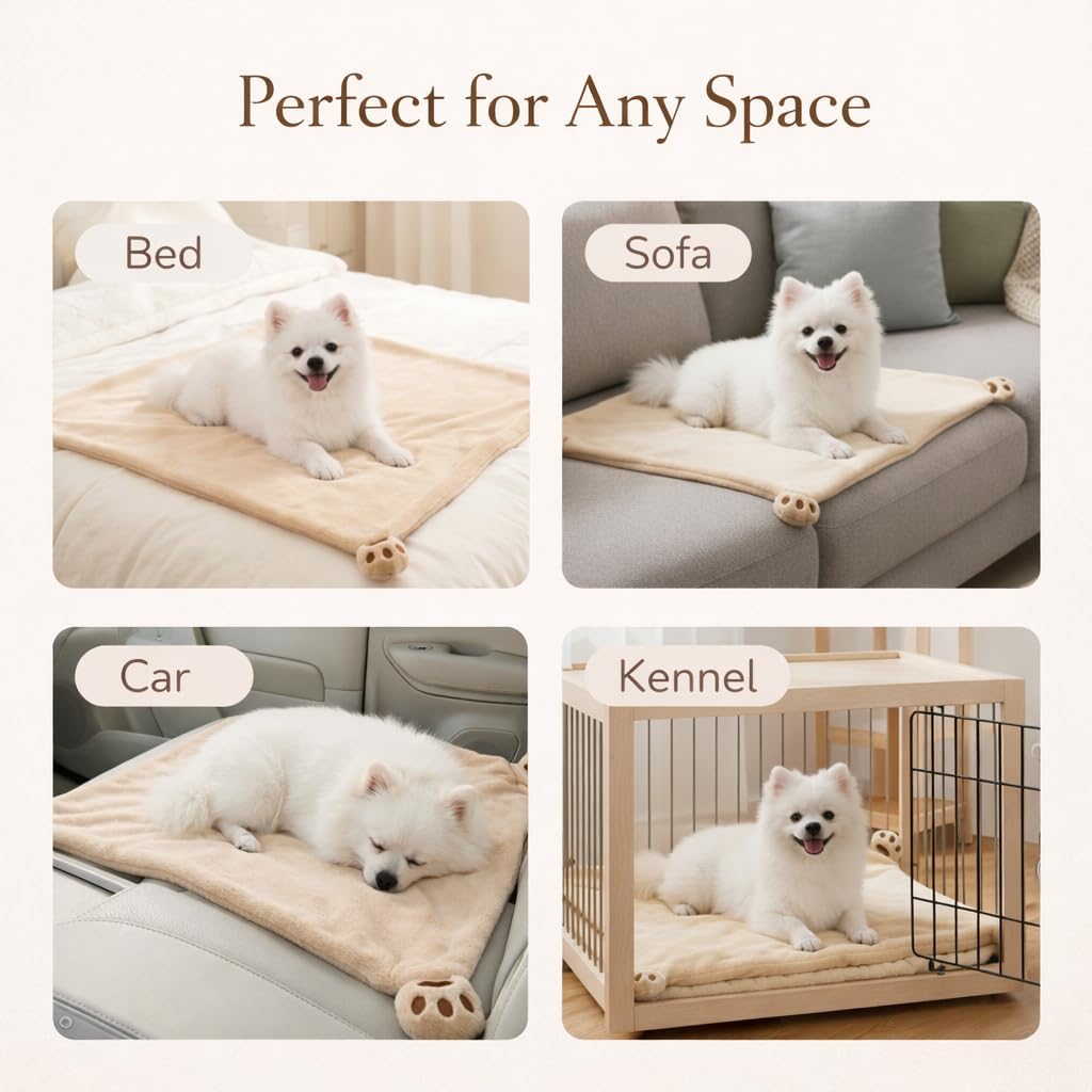 MIMI MIMI Dog Calming Pillow & Dog Blanket Set. Soft and Neck-Friendly, Washable Pet Pillows for Small Medium Dogs and C