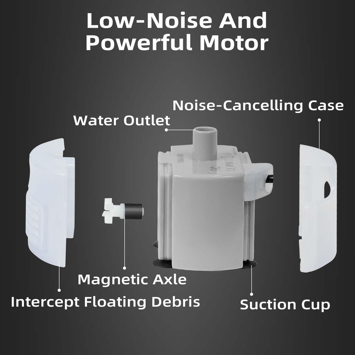 Ultra-Quiet Replacement Pump for Stainless Steel Cat Water Fountains - SMA-800 Motor - Safe and Easy to Clean with Low Voltage DC 5V and USB Cable (Pump) (Side Pump)