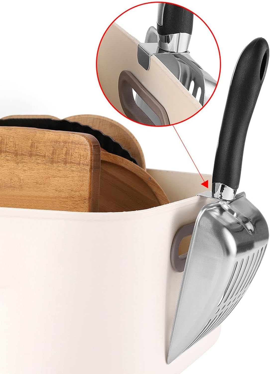 Stainless Steel Cat Litter Scoop, Large Wide with Hook