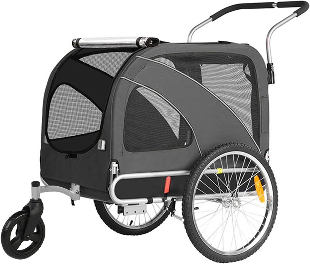 2 in 1 Pet Bicycle Trailer with a 6" Stroller Wheel Suitable for Small and Medium Dogs, Carrier Up to 66/88 LBS, Easy Fo