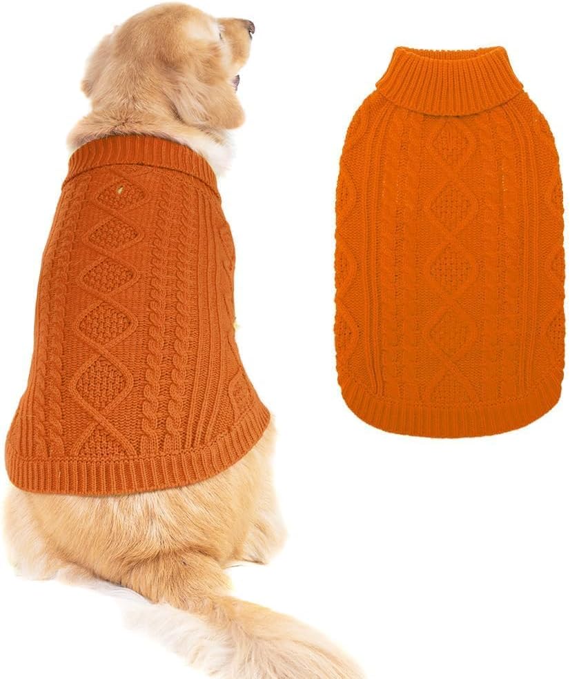 BINGPET Dog Sweater for Large Dogs, Turtleneck Knitted Clothes