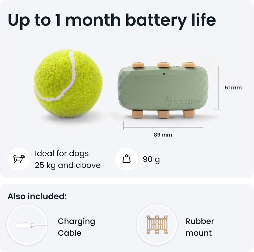 Tractive XL Smart Dog GPS Tracker | Live Pet Tracker with Virtual Fence | Vital Signs Monitoring of Heart & Respiratory 