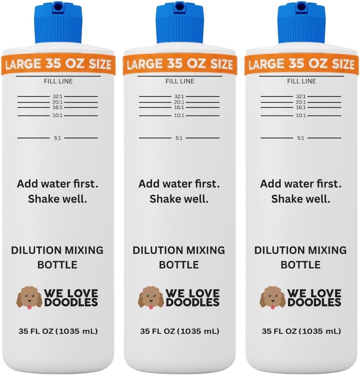 Dilution Bottle for Dog Shampoo, Conditioner & Solutions, 35 oz, 2 Pack