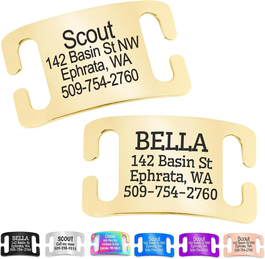 GoTags Slide-On Pet ID Tag, Silent Stainless Steel Personalized Dog Tag
