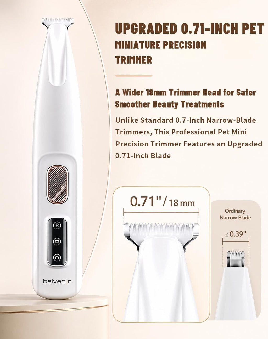 Pet Micro Precision Trimmer, 0.71-Inch Blade, Cordless Paw Clipper