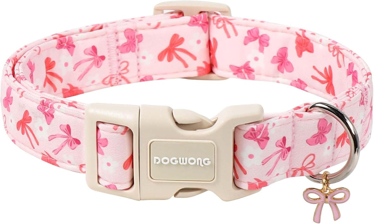 Red White Polka Dot Dog Collar for Small Dogs S
