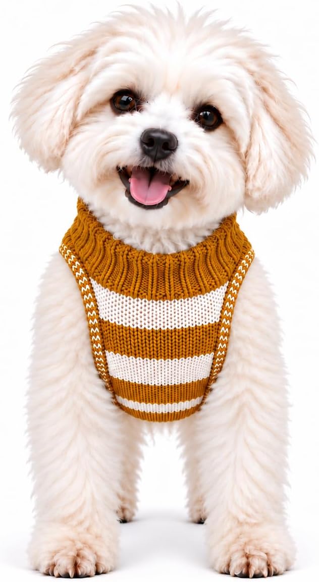 Halloween Dog Sweater for Small Dogs,Knit Skull Turtleneck Pullover, Warm Cute Puppy Costume for Party Photos,Fits Chihu