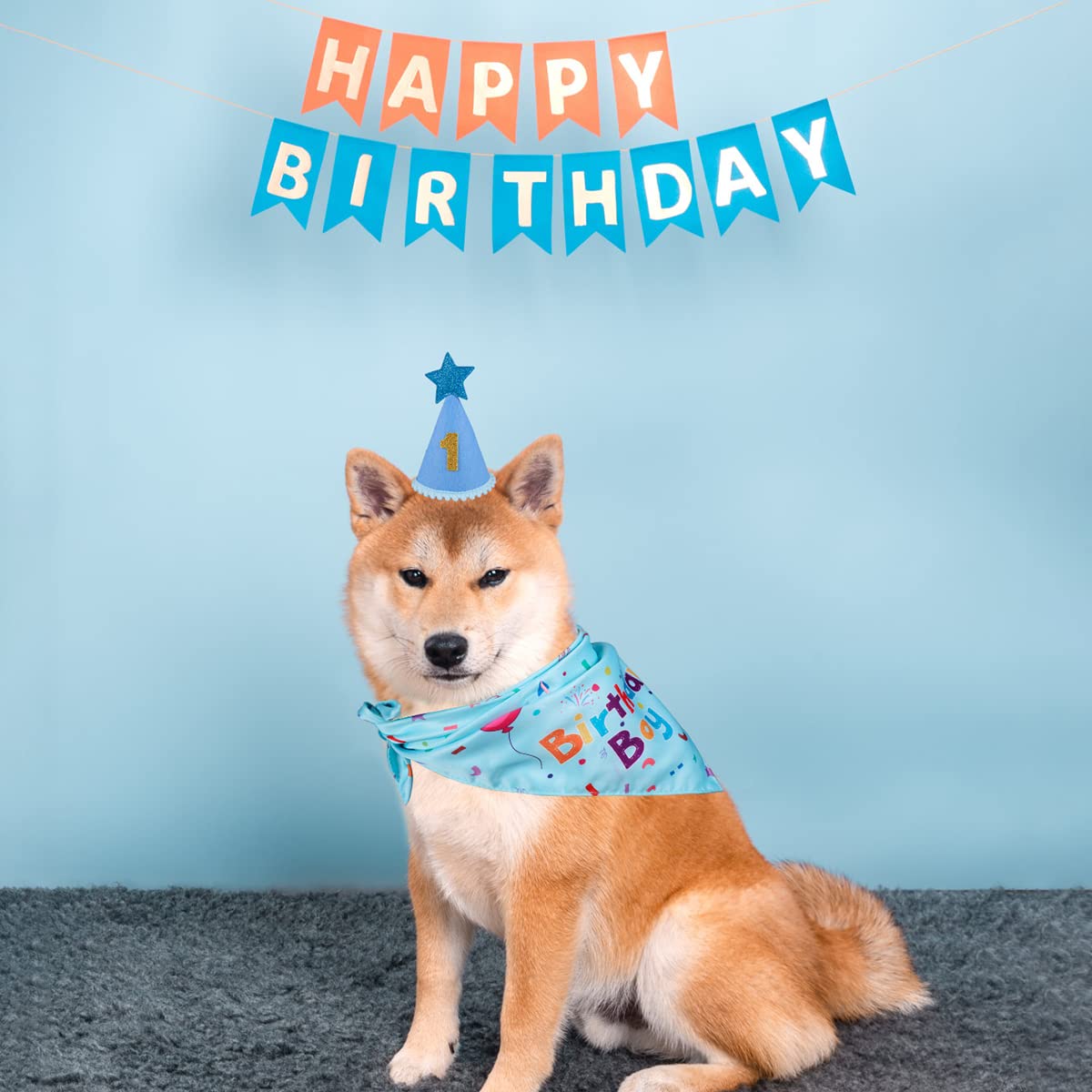 Yicostar Dog Birthday Party Supplies,Dog Birthday Bandana,Dog Birthday Hat