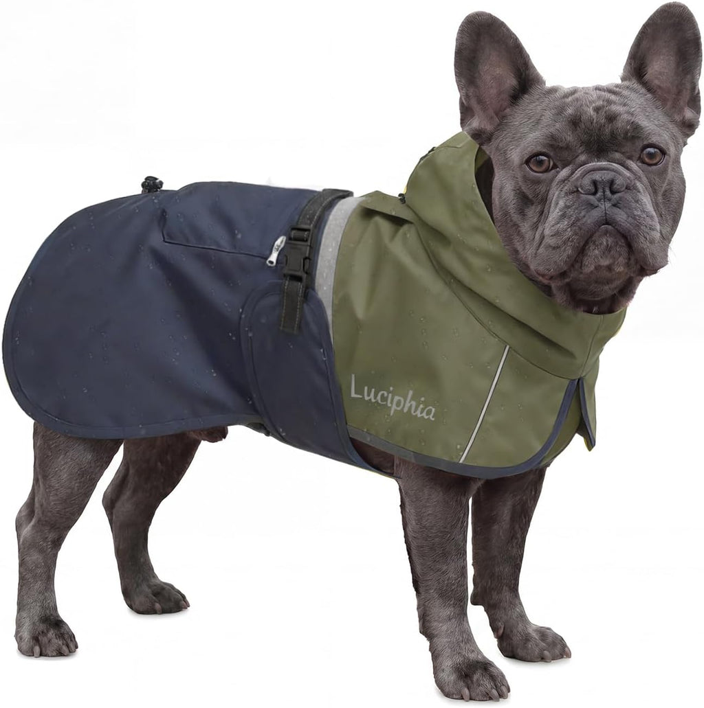 Luciphia Dog Raincoat, Adjustable Hooded Reflective Jacket with Pocket