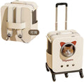 Rolling Cat Carrier Backpack with Wheels, Large Breathable Pet Travel Bag, Lightweight Space Capsule Pet Luggage Carrier