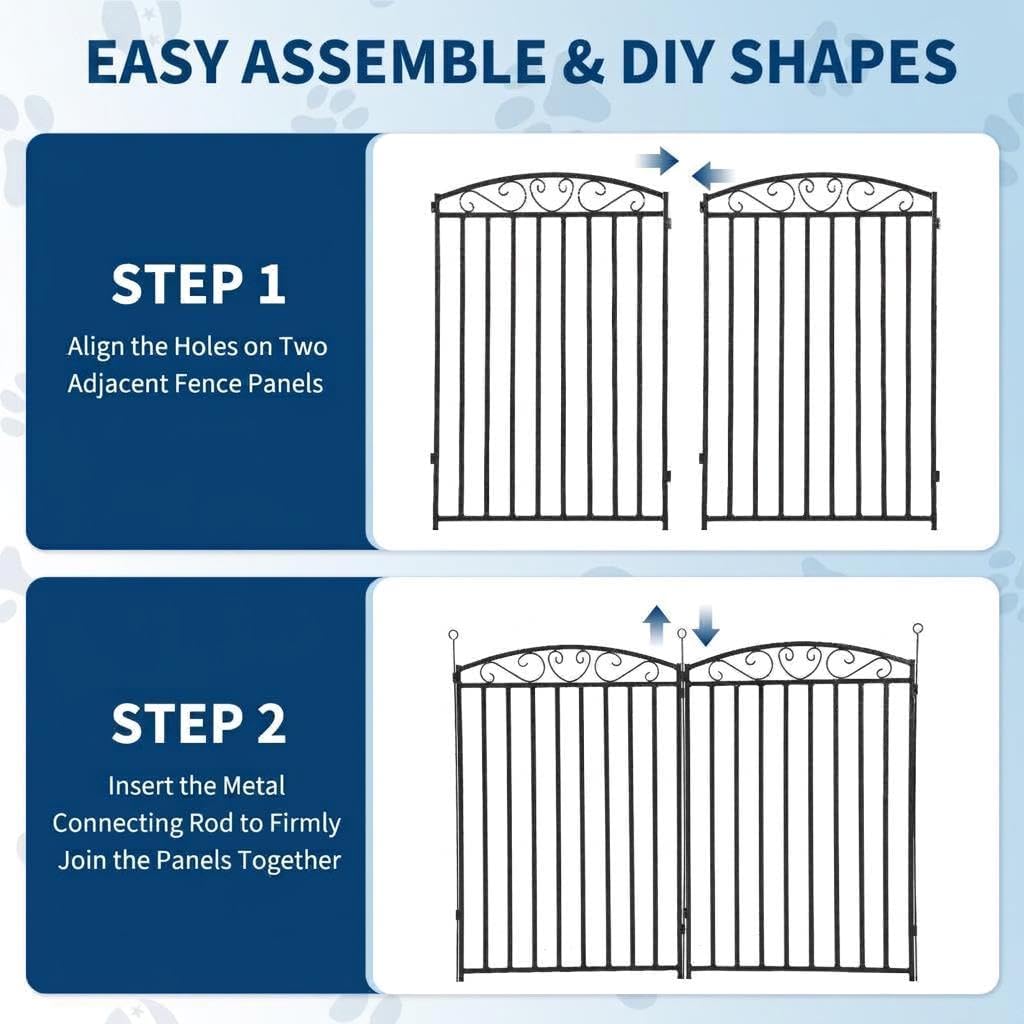 GarveeTech Dog Playpen Fence – 32" Metal, 8 Panels with Door