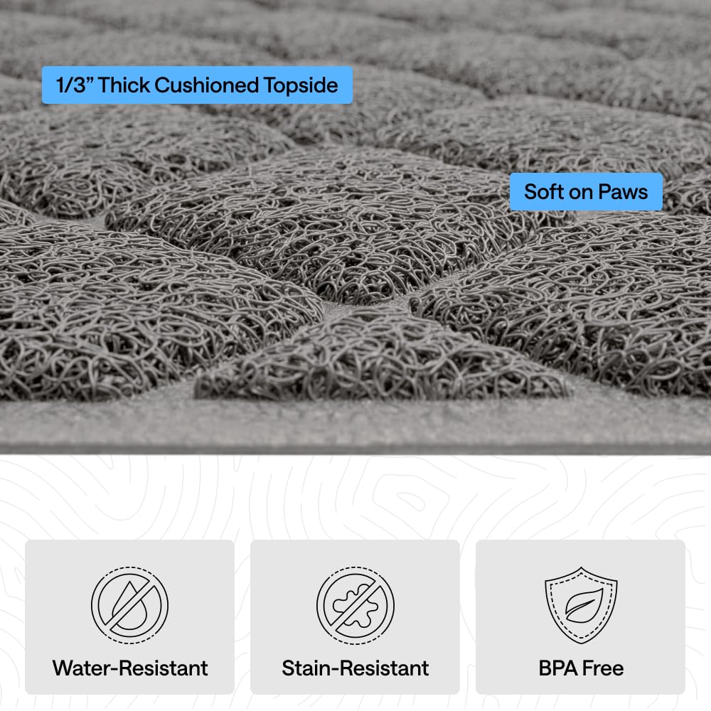 GORILLA GRIP Cat Litter Mat, Coiled Mesh Trapping Mats, 24x17 Gray