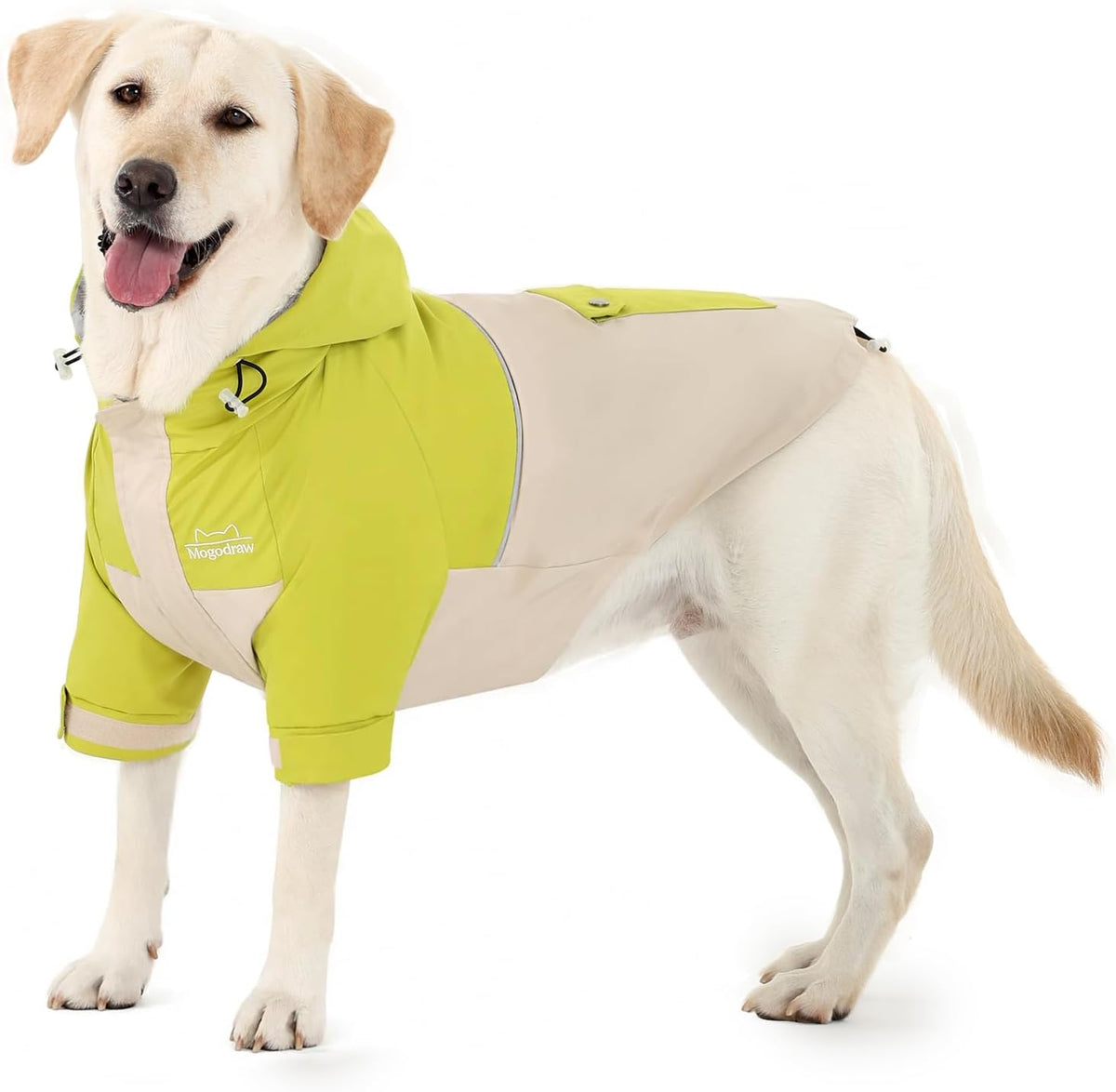 Dog Zip Up Raincoat Small Medium Large Dogs, Waterproof Dog Jacket Reflective Strips, Adjustable Hood Back Pocket,Rain G