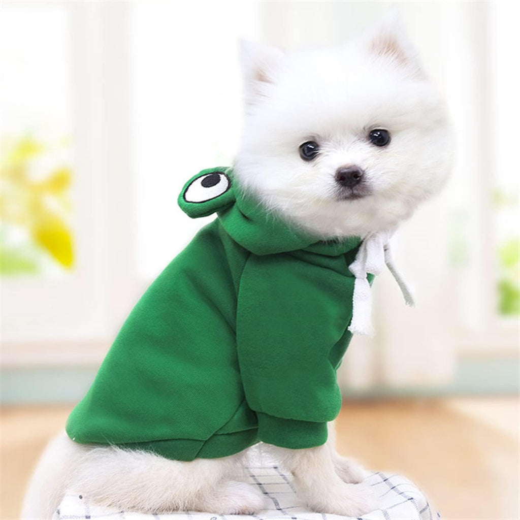 Maruomiki Warm Dog Hoodie Clothes Fleece Lined Winter Cute Coat, Frog S