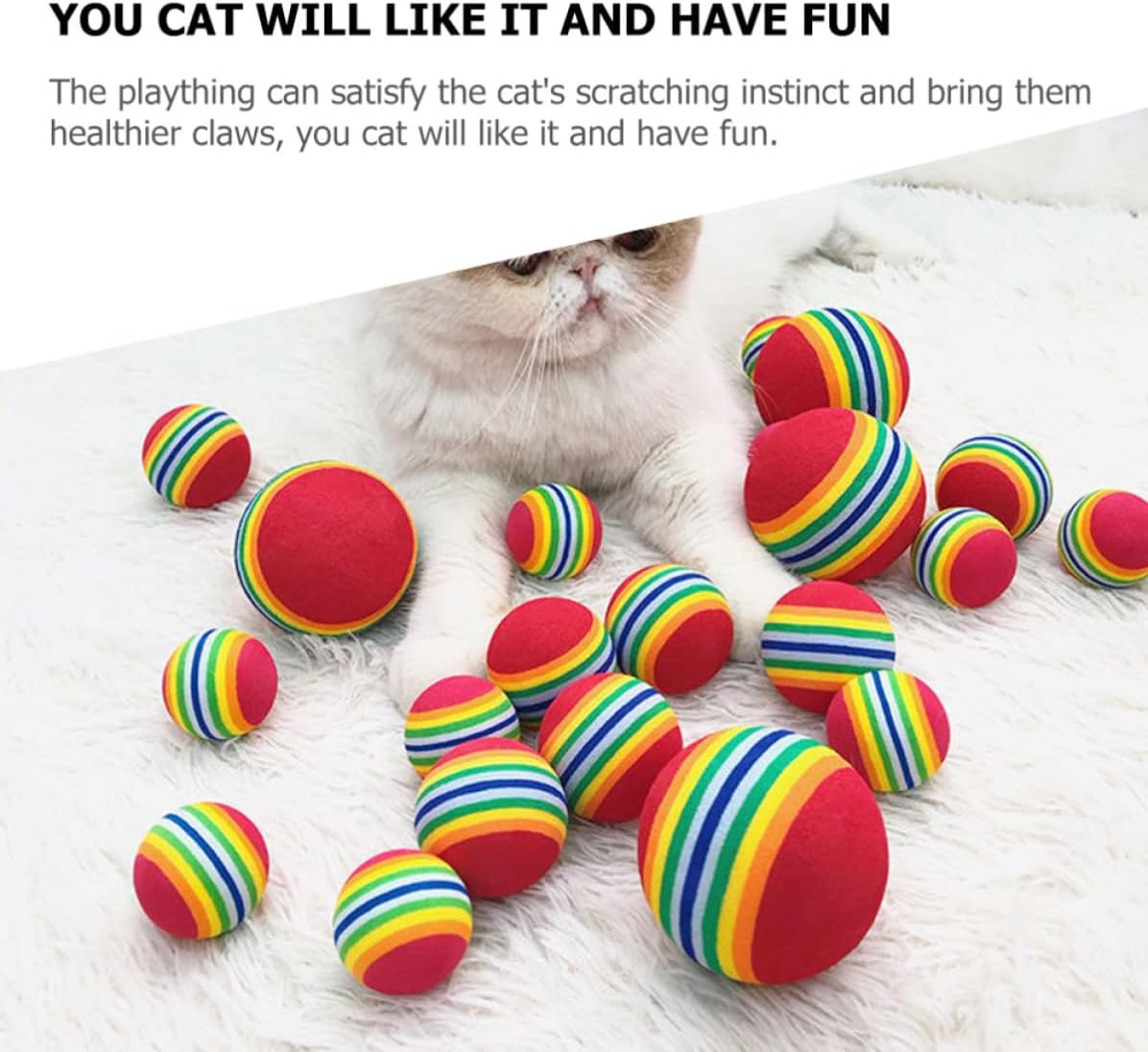 Uonlytech 5pcs Rainbow Cat Balls Elastic Eva Foam for Cats, Home Use
