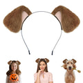 Beviliu Dog Ears Golden Movable, Realistic Animals Ears Headband Brown, Fluffy Cat Bunny Bear Costume Halloween Christma