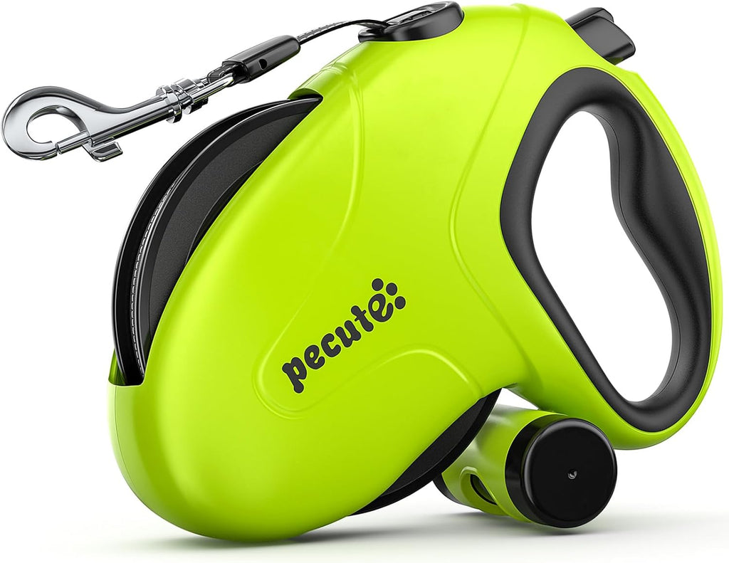 Pecute 32ft Retractable Dog Leash with Reflective Strips, 360° Tangle-Free, One-Button Control & Sturdiness Nylon Materi