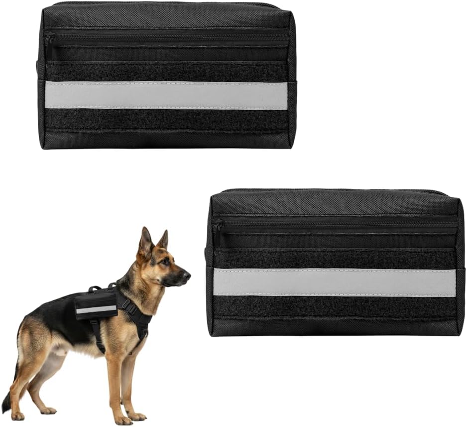 2PCS Dog Harness Backpack Pouches, Waterproof Hook-and-Loop Dog Saddle Bag with Reflective Strip for Training Camping Hi