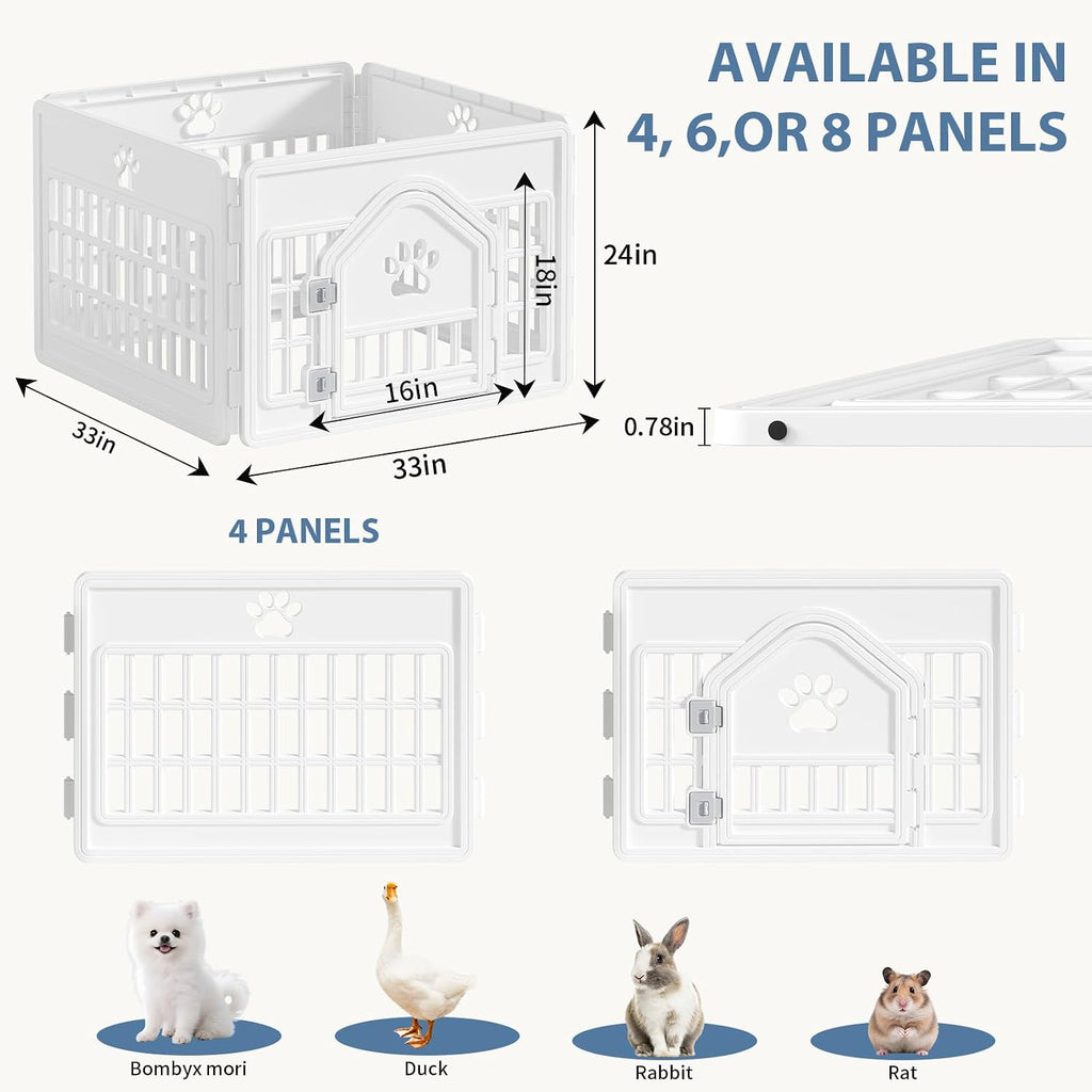 DUMOS Dog Playpen, Plastic Indoor Pet Fence for Small Dogs 4 Panels 24 Inch