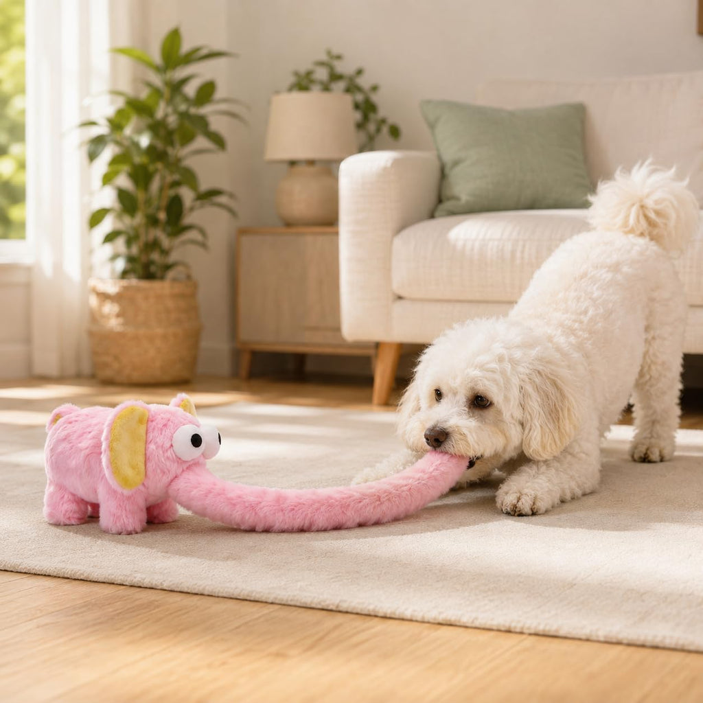 Elephant Squeaky Dog Toy, 26.0in Interactive Long Trunk Toy, 1 Pack (Blue)