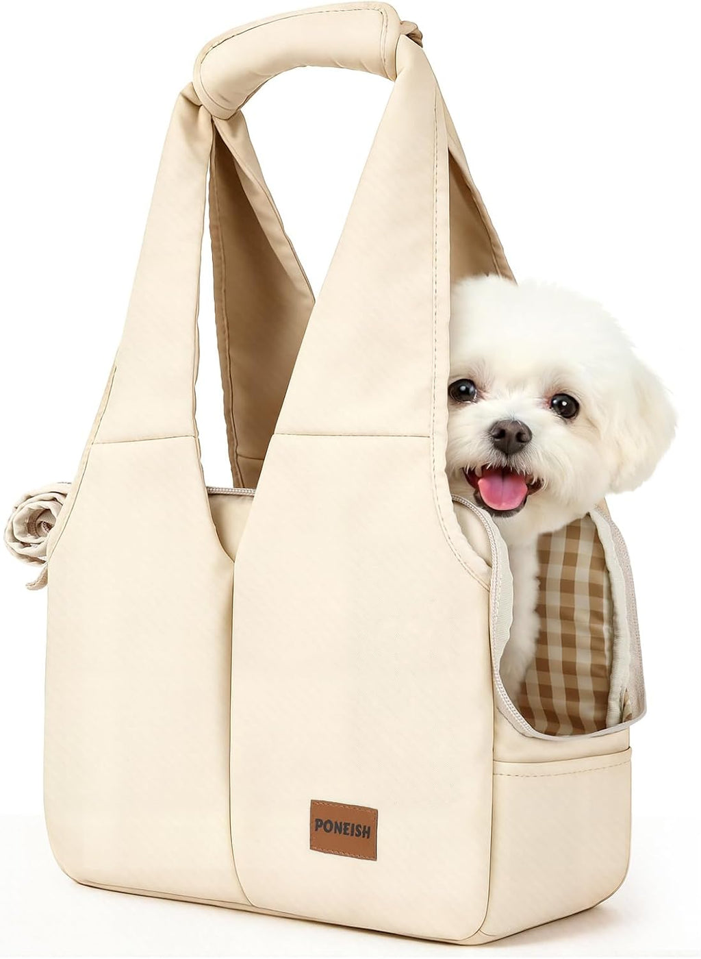 Dog Purse Carrier for Small Dogs and Cats, Soft-Sided Pet Tote Bag with 6 Large Pockets, Collapsible Travel Puppy Carrie