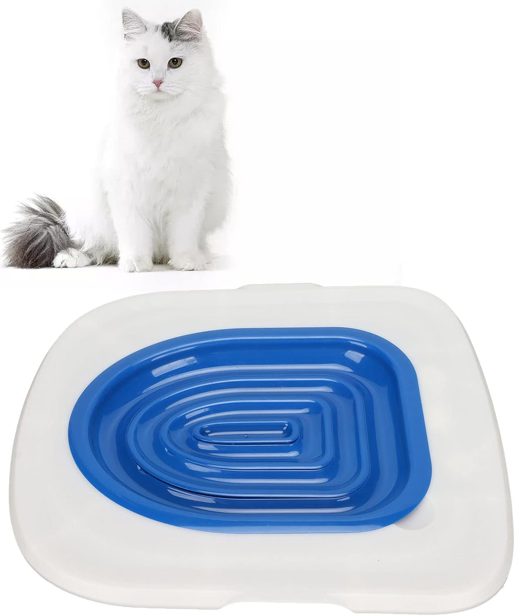 Cat Toilet Training Kit, Universal Reusable Cat Toilet Trainer for Pet Cleaning (White Tray, 1 Blue Inner Support)