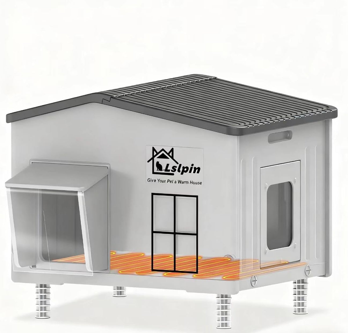 Indestructible Heated Cat House for Outside Cats Winter,Weatherproof & Insulated & Elevated Feral Cat House with Escape 