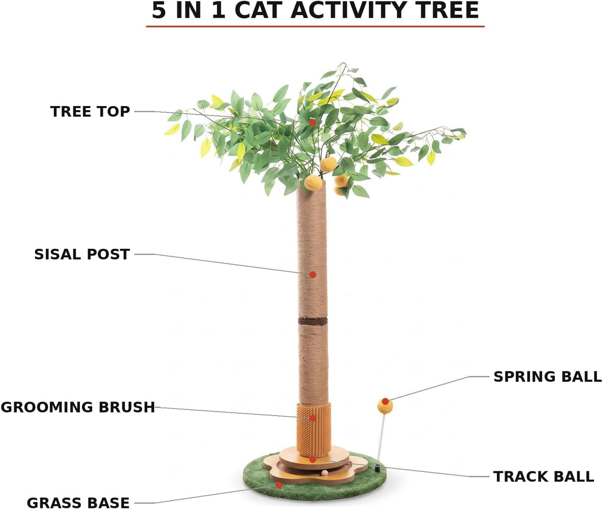 41" Tall Cat Scratching Post for Large Cats, Sisal Scratcher Toys