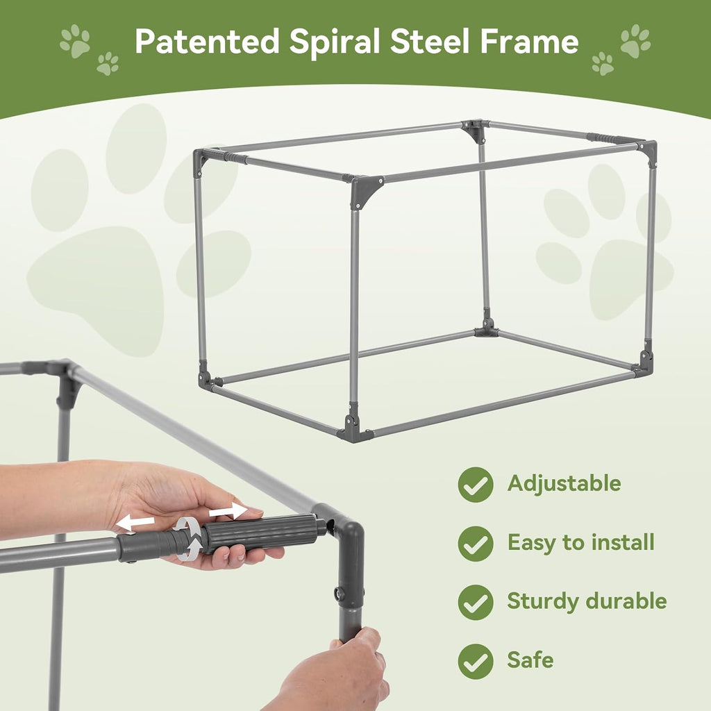 PETSFIT 30" Soft Portable Dog Crate – Patented Spiral Sturdy Frame, Collapsible Travel Kennel for Medium Dogs, 3 Mesh Do