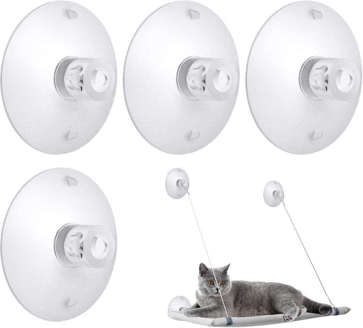 4 Pieces Cat Window Perch Suction Cup Powerful Window Bed Seat Replacement Suction Cup Clear PVC Sucker Pads for Cat Ham