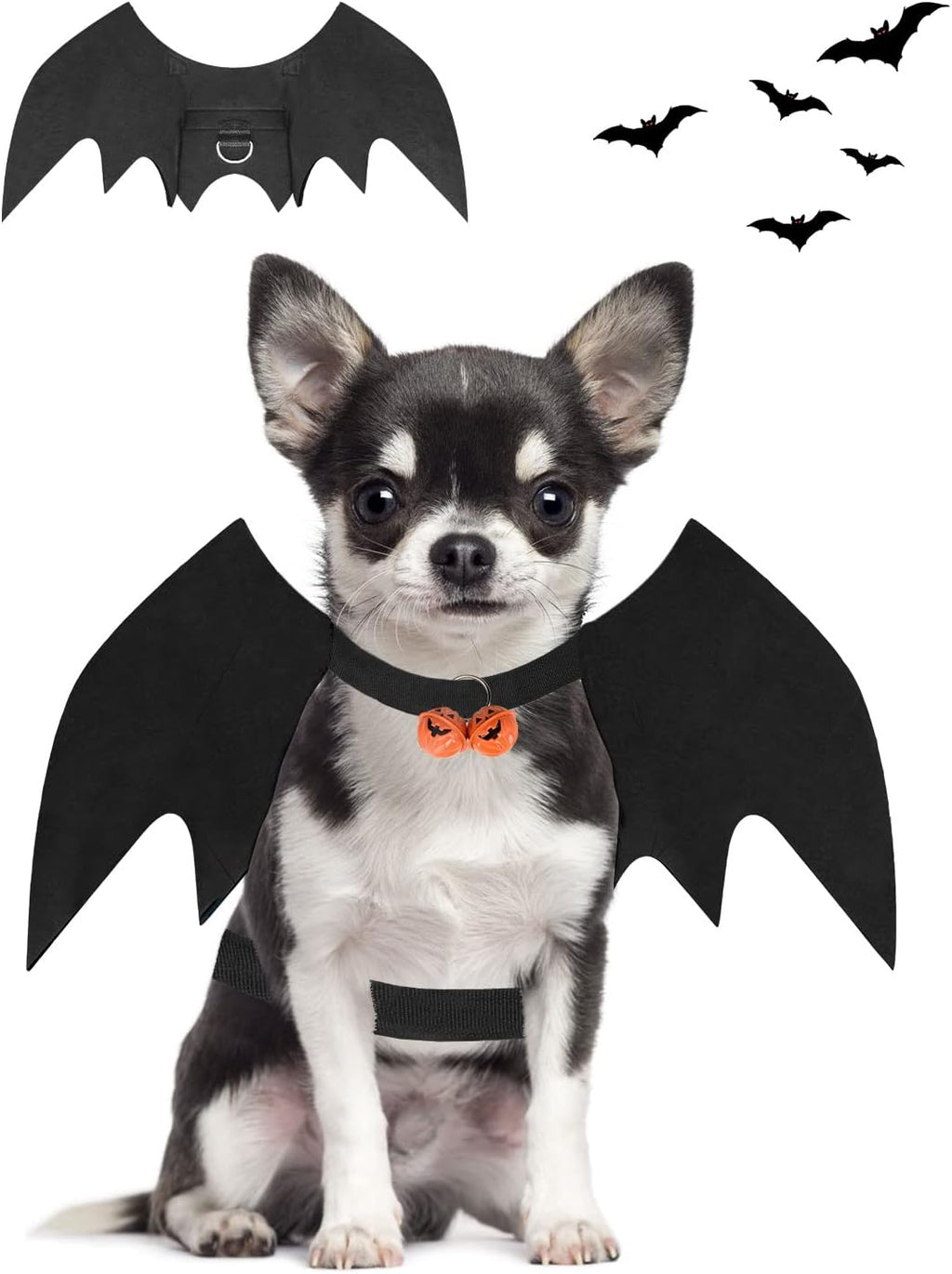 Halloween Dog Bat Wings Costume, Pet Halloween Cosplay Apparel, Adjustable Fit for Large Dogs (L)