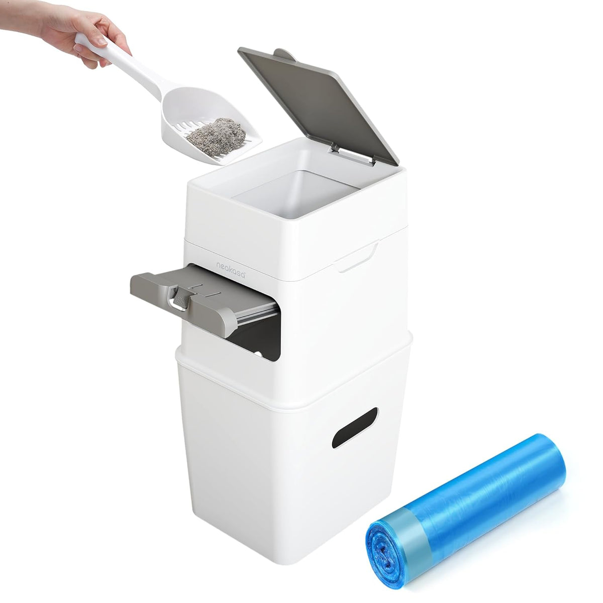 Neakasa XL Cat Litter Disposal Bin with 4-Months Supply Refill Bags (Grey)