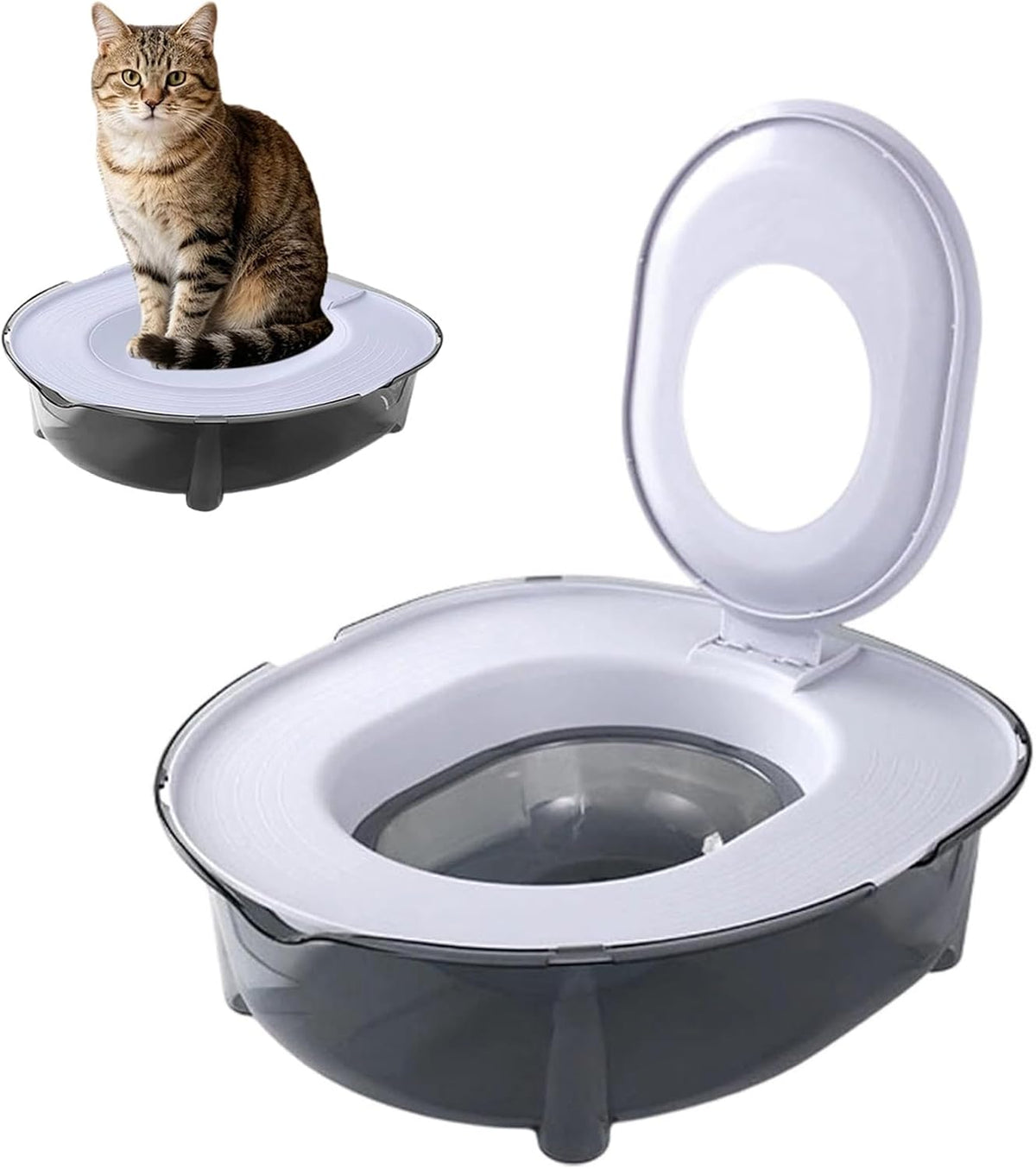 Cat Toilet Training Kit, Portable Litter Box with Flushable Design, Odor Control and Anti-Splash, Large Thickened Pp Mat