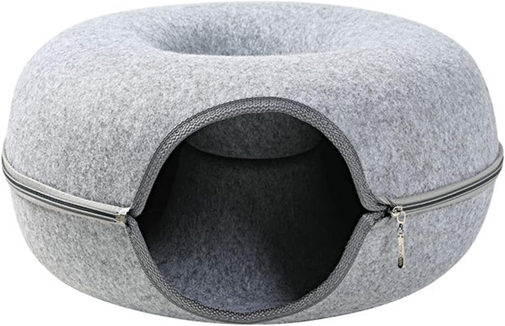 Felt Tunnel, Round Scratcher Cloth Toy, Tunnel for Cats, Thicken Bed 2in1 Tube House Rabbits Kitten Playing Hiding Detac
