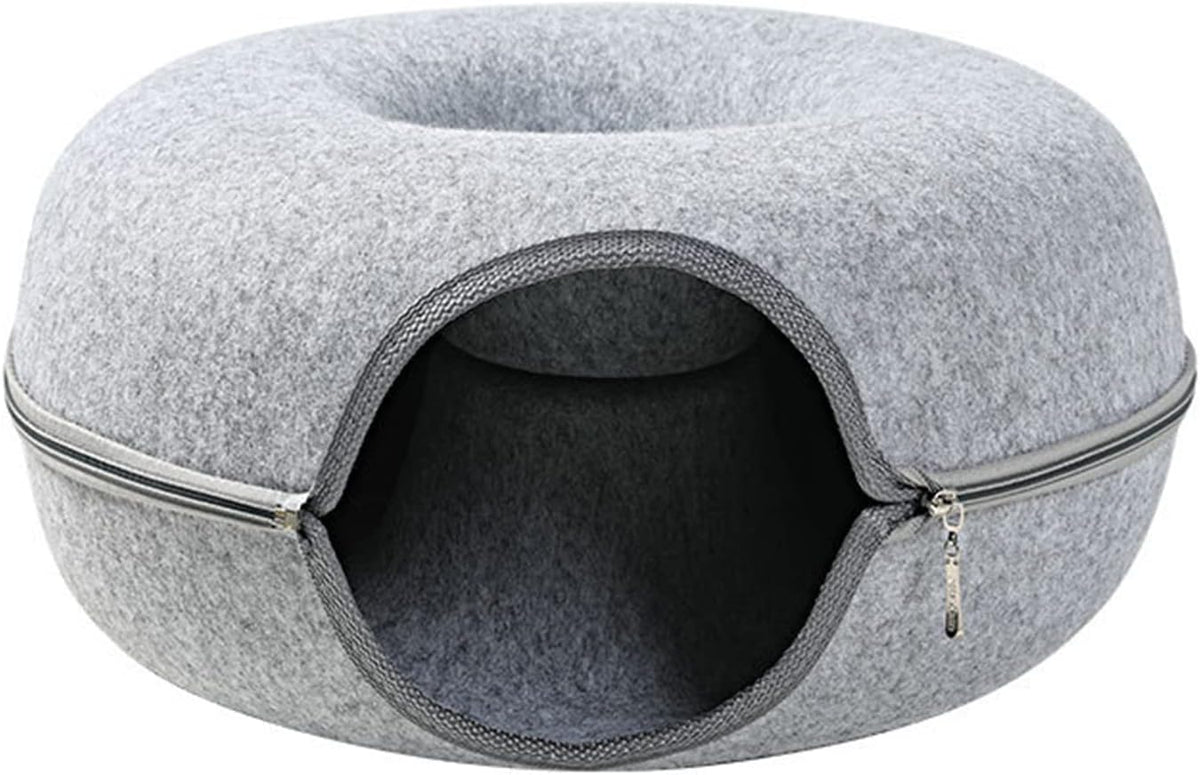 Felt Tunnel, Round Scratcher Cloth Toy, Tunnel for Cats, Thicken Bed 2in1 Tube House Rabbits Kitten Playing Hiding Detac