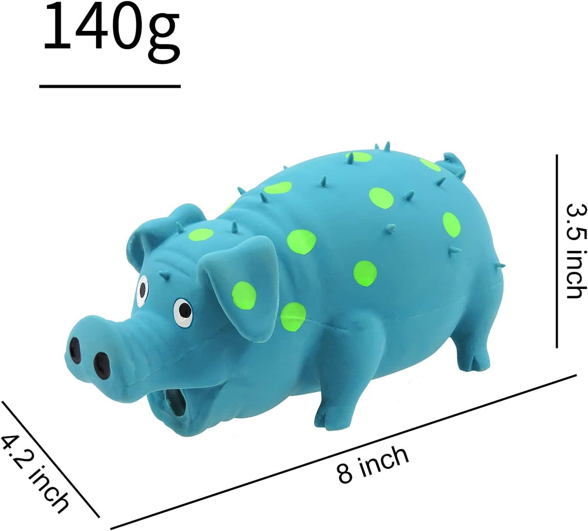 Andiker Dog Squeaky Toy, Dots Latex Dog Chew Toys with a Oinks Sound Squeaker Grunting Pig Dog Toy Durable Self Play 8" 