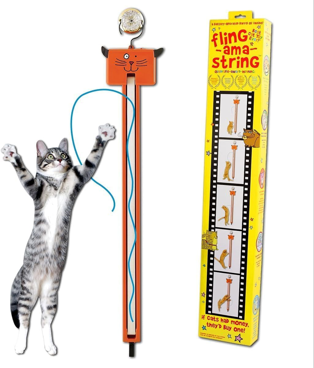 Moody Pet Interactive Cat Toy for Indoor Cats – Fling-AMA-String Automatic, Moving, Flying String Toy for Cats – Battery