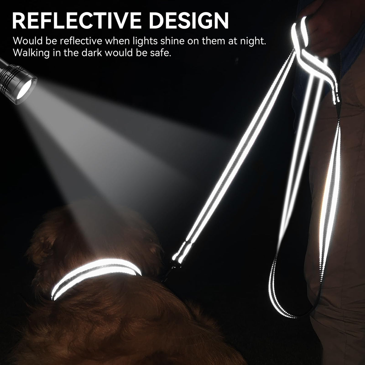 Joytale Reflective Dog Leash for Medium & Large Dogs, 6 FT x 1", Black
