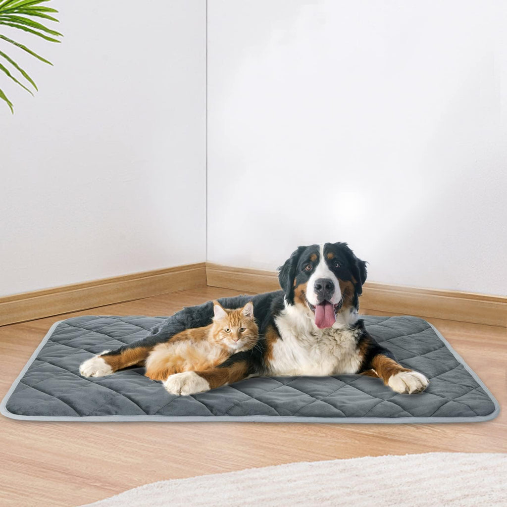Nobleza Self Warming Pet Pad, Super Soft Plush Dog Crate Pad for Travel or Home, Washable Anti-Slip Kennel Mat for Large