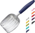 Cat Litter Scoop, Aluminum Alloy Sifter, Kitty Metal Scooper, Deep Shovel with Diagonal Sifting Hole, Long Handle, Kitte
