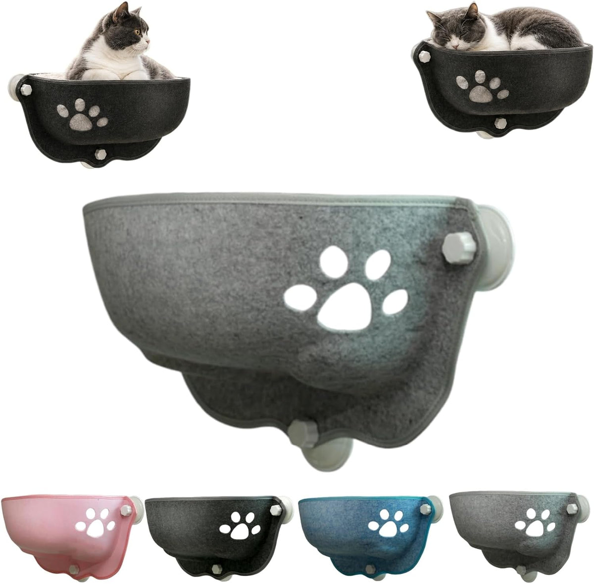 Cat Car Window Hammock with Soft Pad, Cat Car Window Seat，Gray：Small