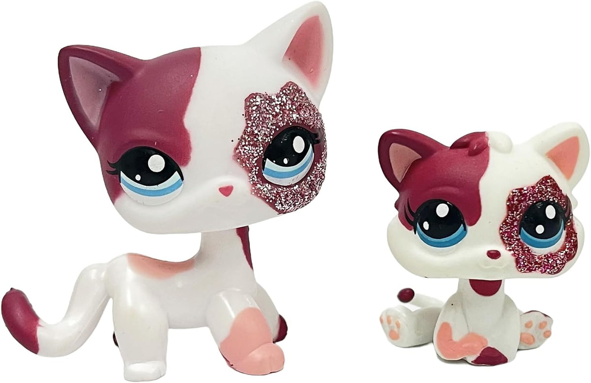 2pcs/Set Custom Pet Shop Toy Flocked Cat Collie Great Dane Cocker Spaniel Dachshund Dog with Baby Puppy Kitten OOAK (#22