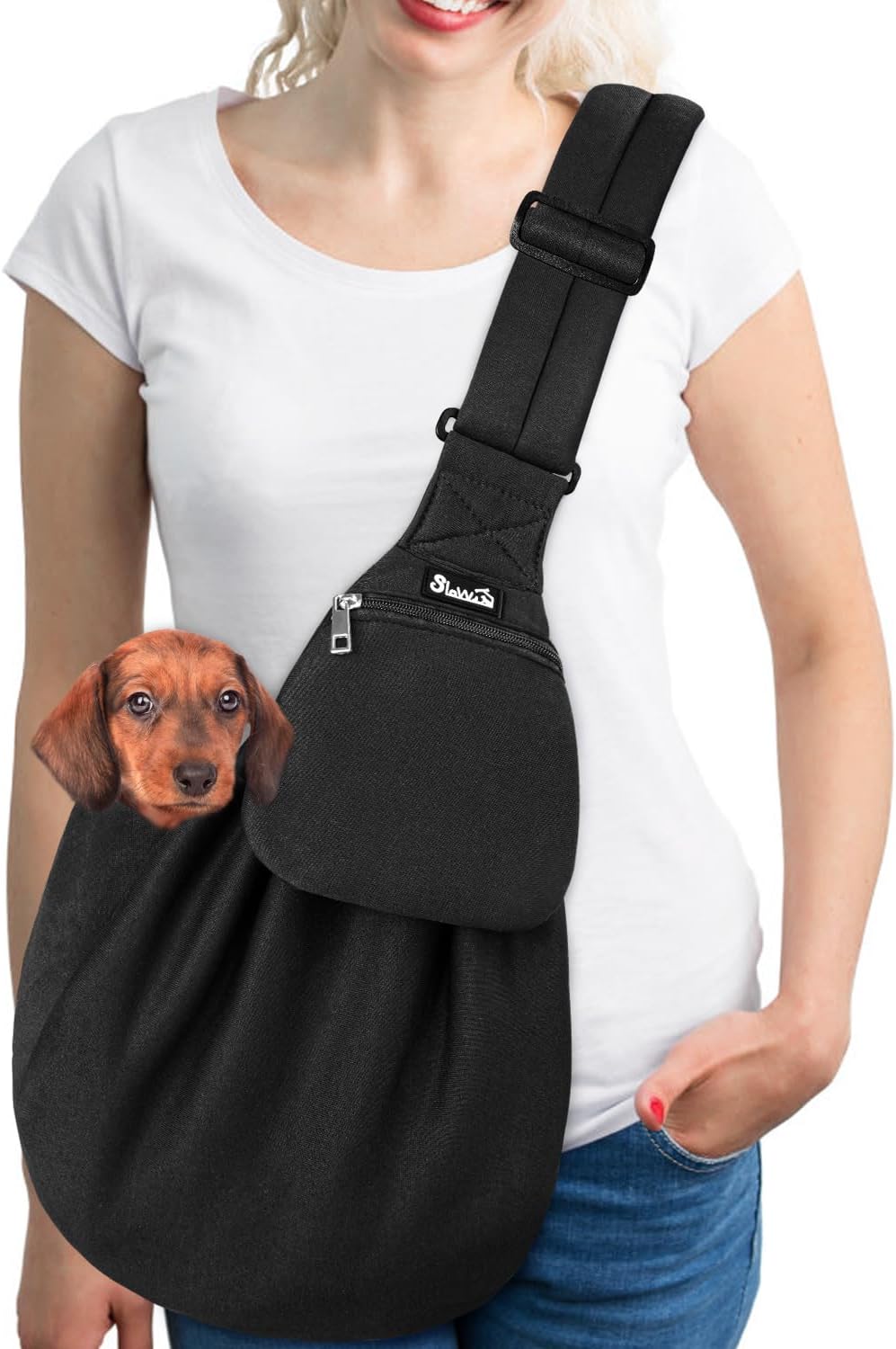 SlowTon Dog Carrier Sling for Small Dogs 2-16 lbs, Thick Padded, Adjustable